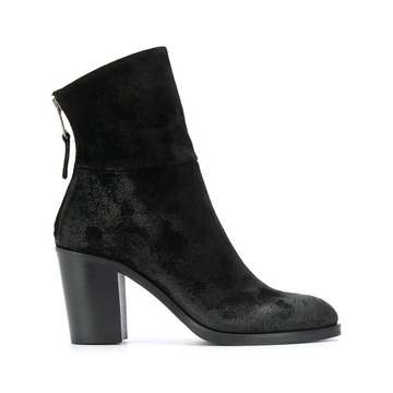 textured block heel boots