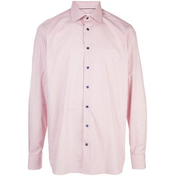 check print spread collar shirt