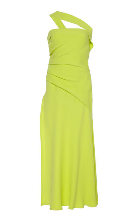 Citron Acidul�� Asymmetric Silk-Blend Midi Dress展示图