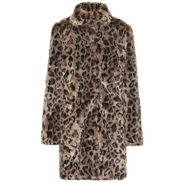 Chrissie leopard faux fur coat