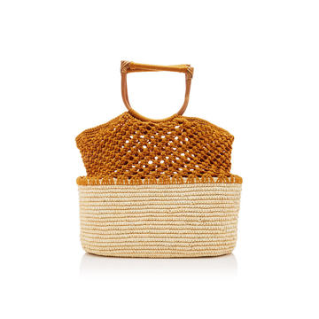 Oversized Straw And Macram�� Tote