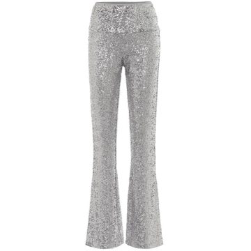 High-rise flared sequined pants