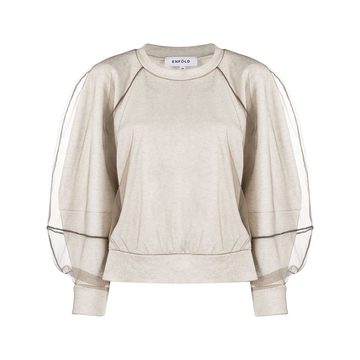 boxy tulle sleeve sweatshirt