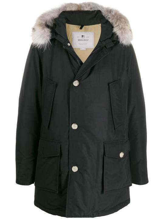 fur trim hooded padded coat展示图