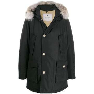 fur trim hooded padded coat