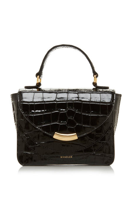 Luna Mini Croc-Effect Leather Top Handle Bag展示图