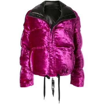 reversible velvet puffer jacket