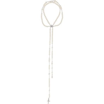 long pearl-embellished necklace