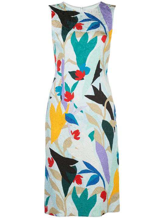 floral-print sleeveless sheath dress展示图