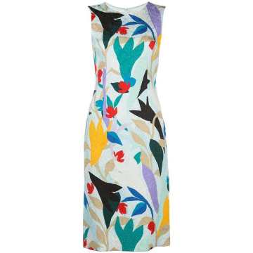 floral-print sleeveless sheath dress