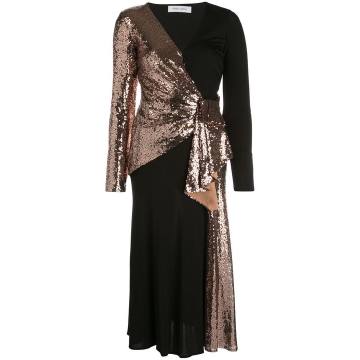 sequined wrap-front dress