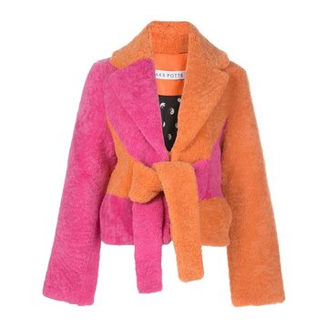 colour-block shearling coat