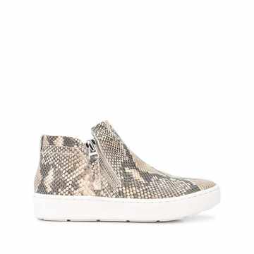 snakeskin effect side zip sneakers