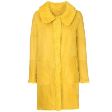 fleece-lined single-breasted coat