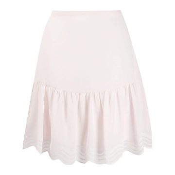 scalloped georgette mini skirt