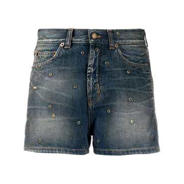 eyelets denim shorts