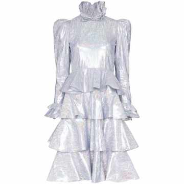 Confection metallic tiered dress