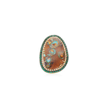 One of a Kind 18K Yellow Gold Yowah Opal Ring