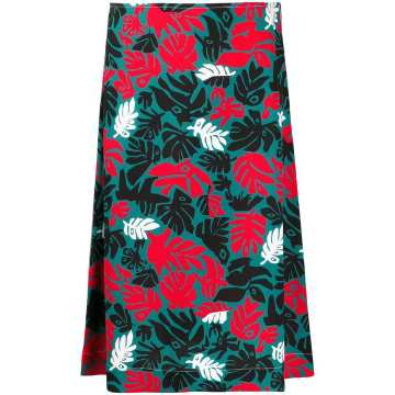 botanical-print A-line skirt