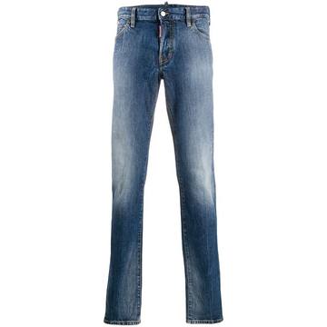 faded effect straight leg jeans