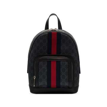 Black Logo red stripe backpack