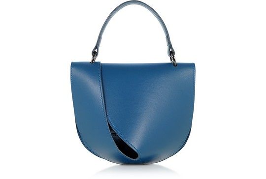 Petrol Blue Leather Candy Saddle Shoulder Bag展示图