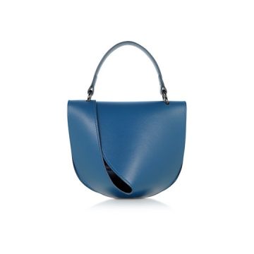 Petrol Blue Leather Candy Saddle Shoulder Bag