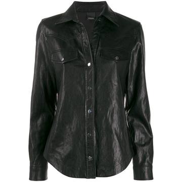 faux-leather shirt