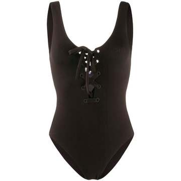 tie-front textured swimsuit