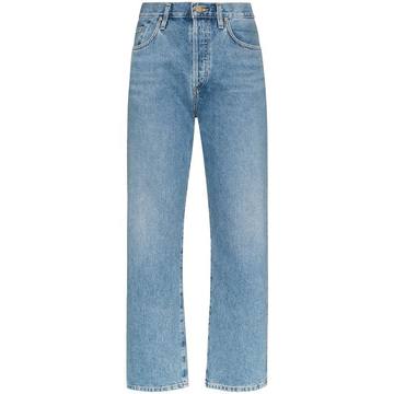 relaxed mid-rise straight leg jeans