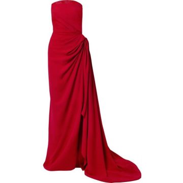 红色抹胸礼服裙