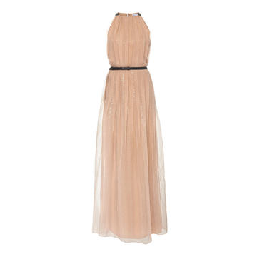 Belted Sequined Silk-Chiffon Maxi Dress