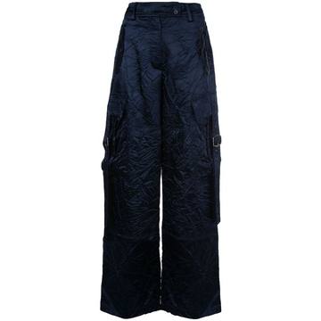 crinkled wide leg trousers