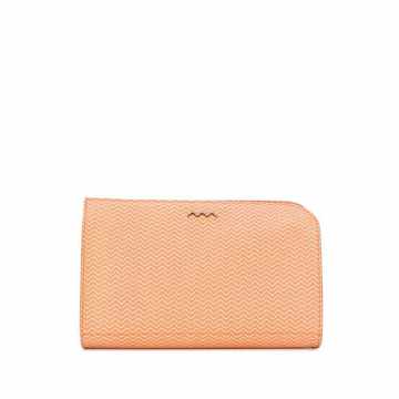 textured logo clutch