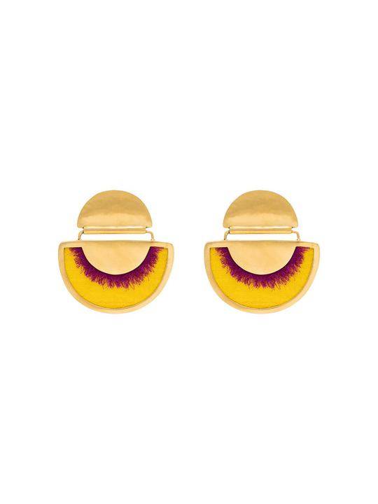 Yellow 24K gold plated silk fringed earrings展示图