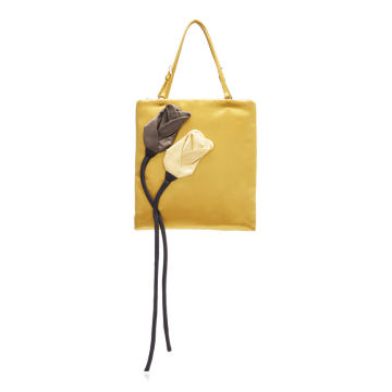 Flower Embellished Raso Mini Top Handle Bag