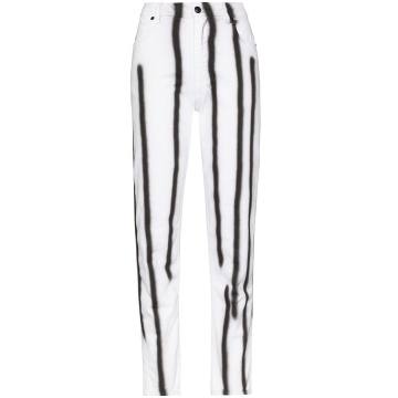high-waisted stripe skinny trousers