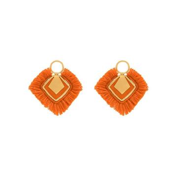 24K gold-plated silver and orange wool earrings