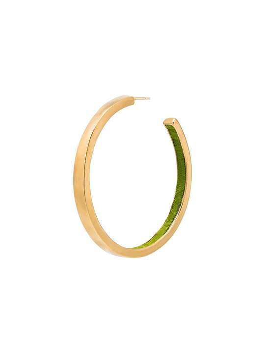 24K gold-plated and green large hoop earrings展示图