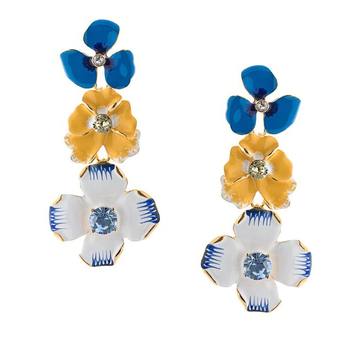 enamel flower drop earrings