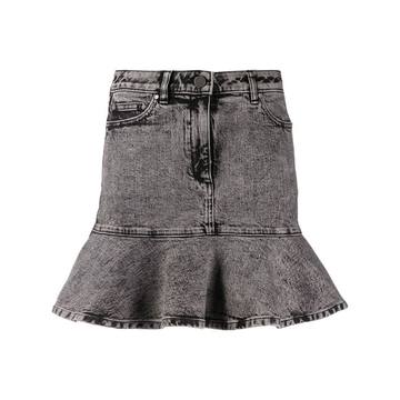 ruffled hem denim skirt