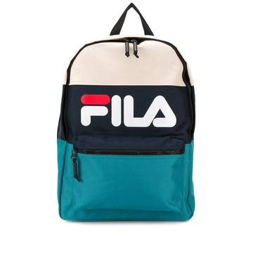 colour block logo print backpack