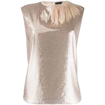 sequin feathered top