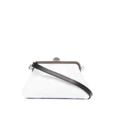 White Patent leather mock croc shoulder bag