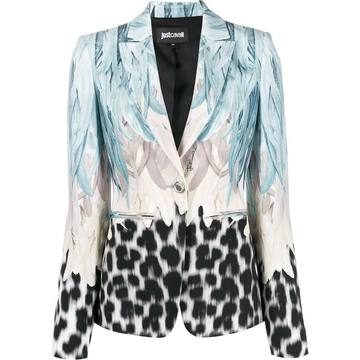 leopard feather-print single breasted blazer