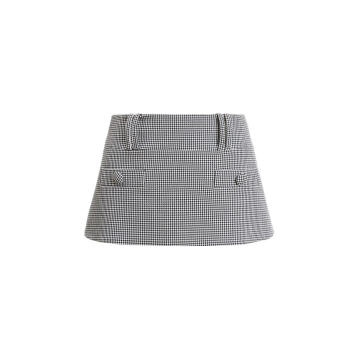 Low-Rise Houndstooth Cotton Skirt