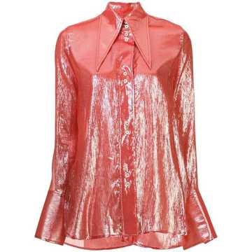 metallized pointed-collar shirt