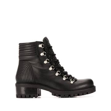 lace up quilted effect boots