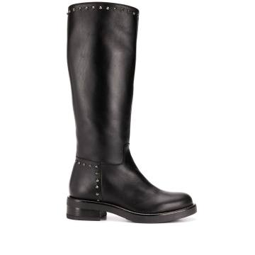 stud embellished mid-calf length boots
