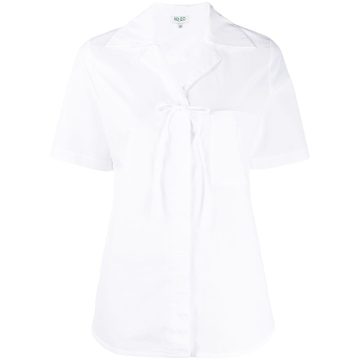 bow-embellished short-sleeved shirt